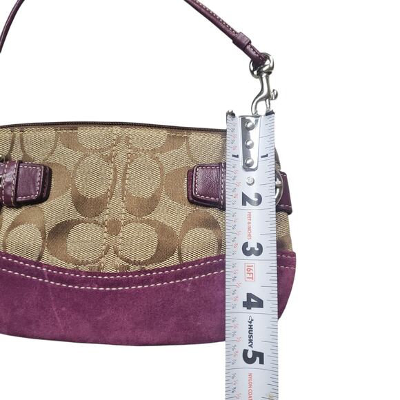 Y2k Coach Signature Purple Suede Corner Zip Wristlet - Picture 8 of 10